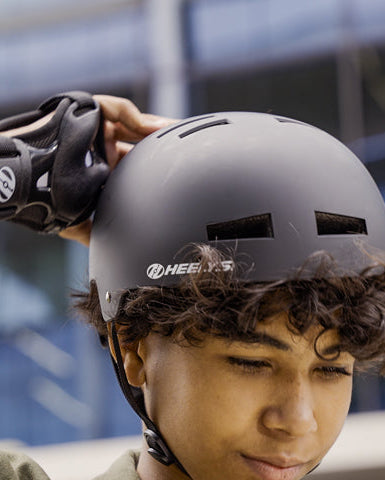 Black Heelys protective gear helmet