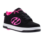 Black and pink Heelys for women side view