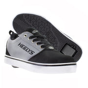 Black and grey Heelys in adult sizes full pair view