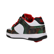 Back of camouflage heelys with flame logo